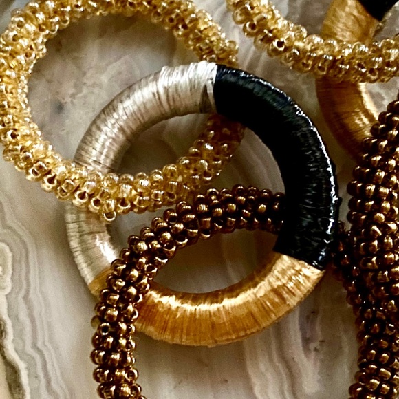 NWT Deepa Gurnani Triple Hoop Beaded Chandeliers - Picture 10 of 11